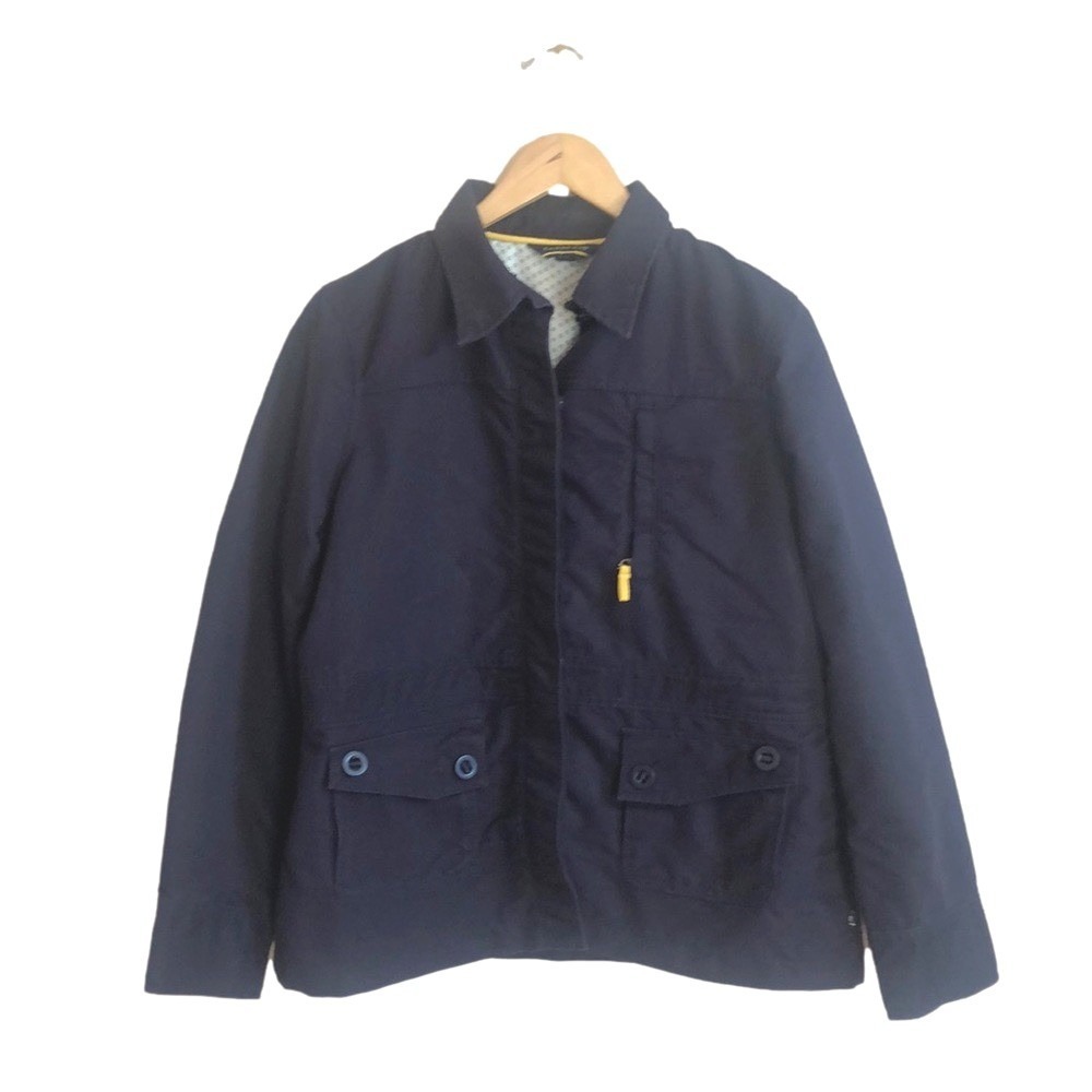 LANDS' END Women's Size 12 Petite Navy Blue Barn Jacket Chore Coat Classic Cargo